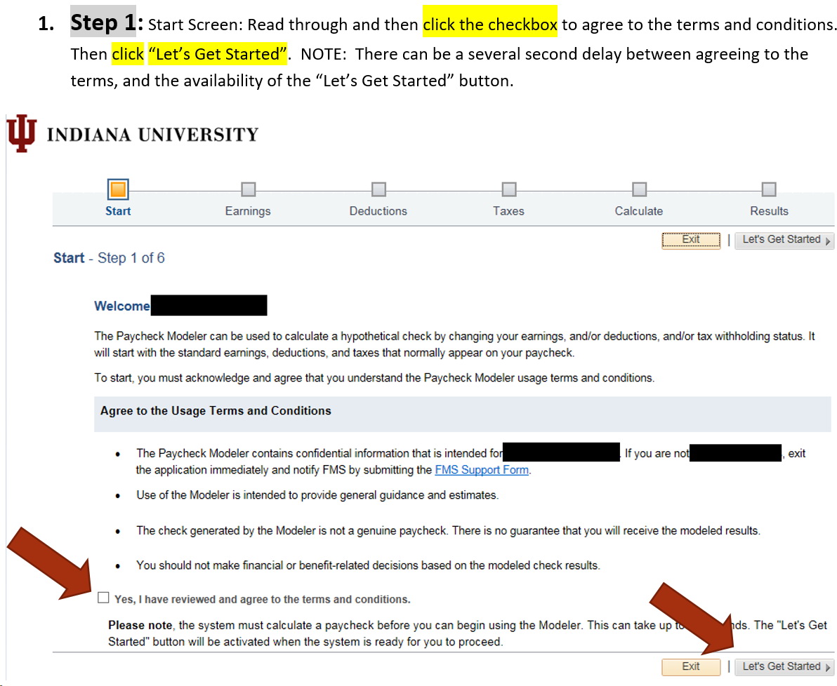 Step One: Paycheck Modeler - Fringe Benefits.  Agree to Terms and Conditions.