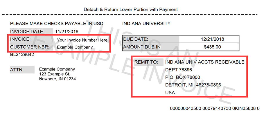 IU invoice screen shot