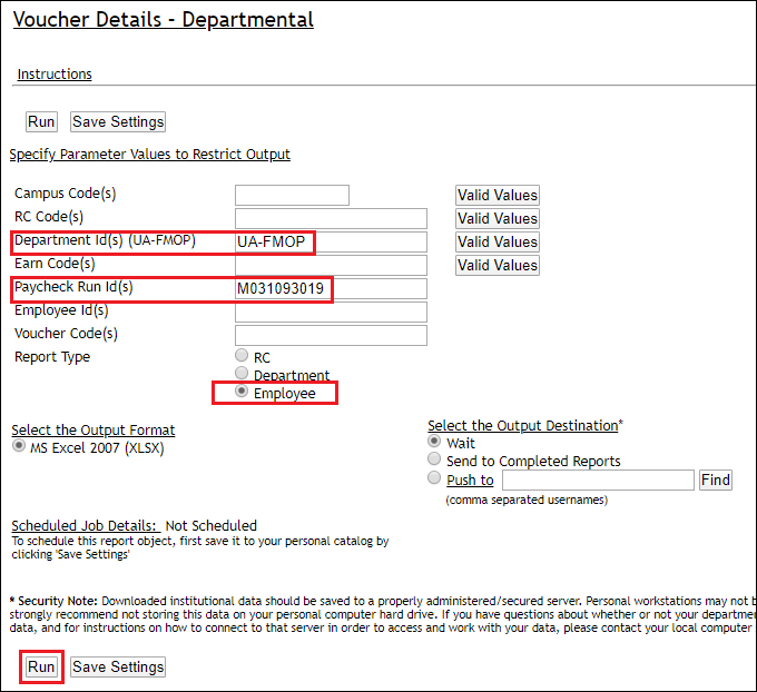 Screenshot of Voucher Details Query